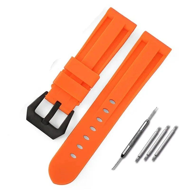 Silicone watch band compatible with Panerai, 20mm, 22mm, 24mm, 26mm, sports replacement strap, compatible with Omega, men's and women's rubber bracelet, band color: mm, parallel import