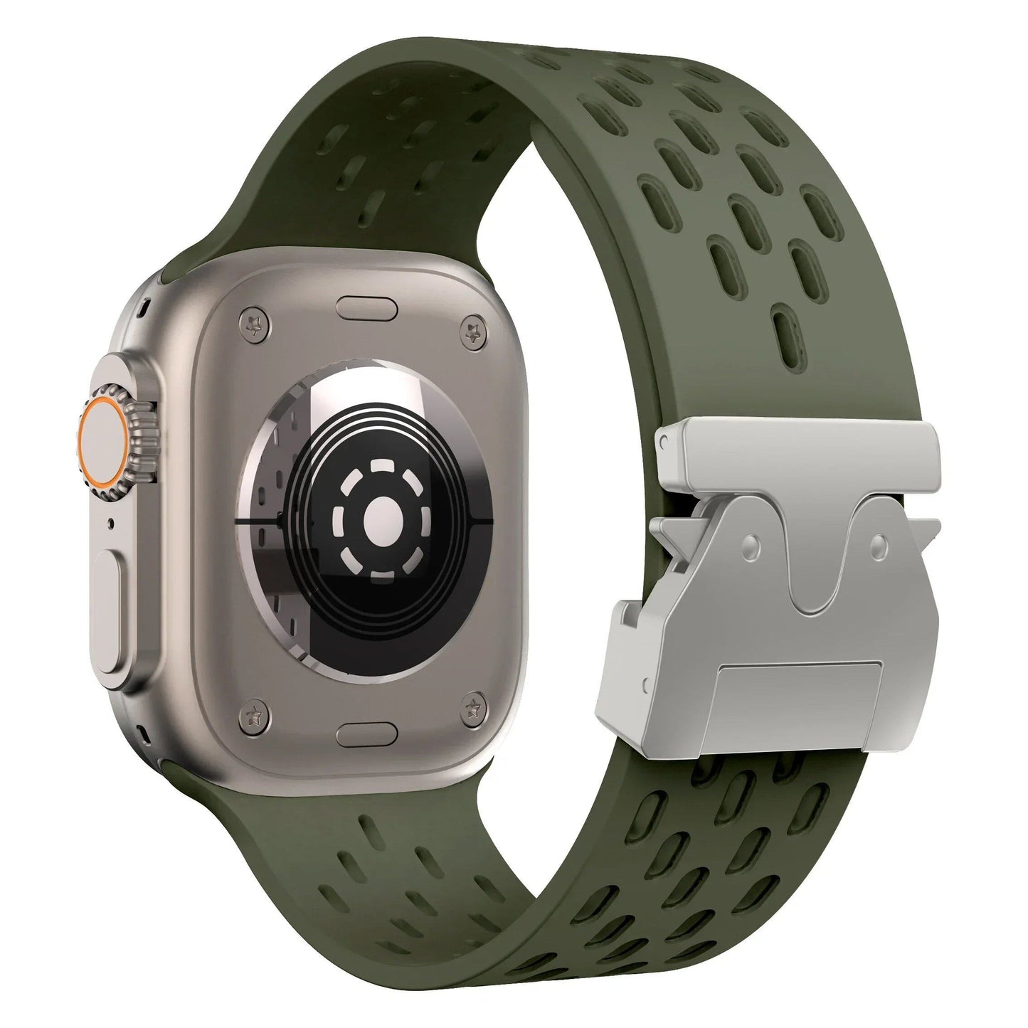 Breathe Silicone Band for Apple Watch - Compatible with Series 10/9/8/7/6/5/4/SE/Ultra 2 (including 49mm) and sizes: 46mm/45mm/44mm/42mm. Band Colors: 42mm, 44mm, 45mm, 49mm, S10-46mm. Ships from: Parallel Import.
