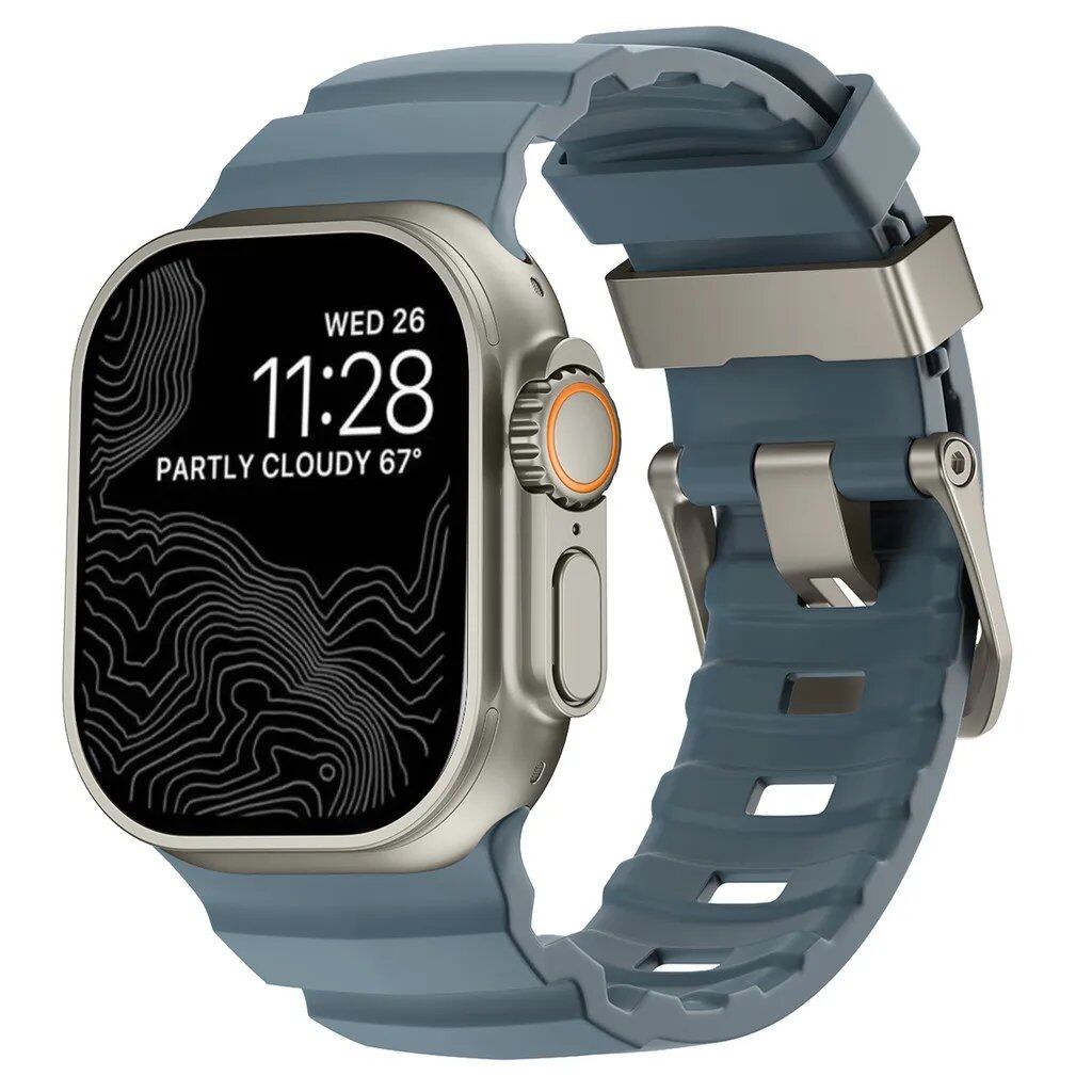 Sport Band for Apple Watch Ultra 2/10/9/8/7/6/SE/5/4 - Soft Silicone and Titanium Bracelet Strap, Compatible with iWatch 42mm, 44mm, 45mm, 46mm, and 49mm Band Colors: 42mm, 44mm, 45mm, 46mm, and 49mm Band Widths (Imported)
