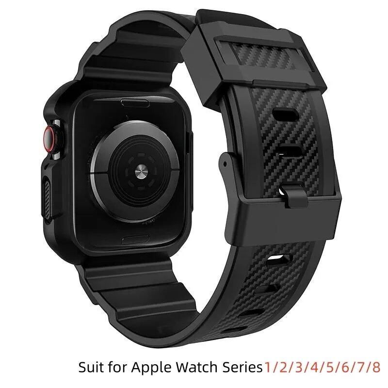 Apple Watch Bumper Case Strap, 45mm, 44mm, 42mm, 40mm, Ultra, 49mm, Durable Sport Band, Compatible with iWatch SE/8/7/6/5/4/3/2/1, Size: Parallel Import
