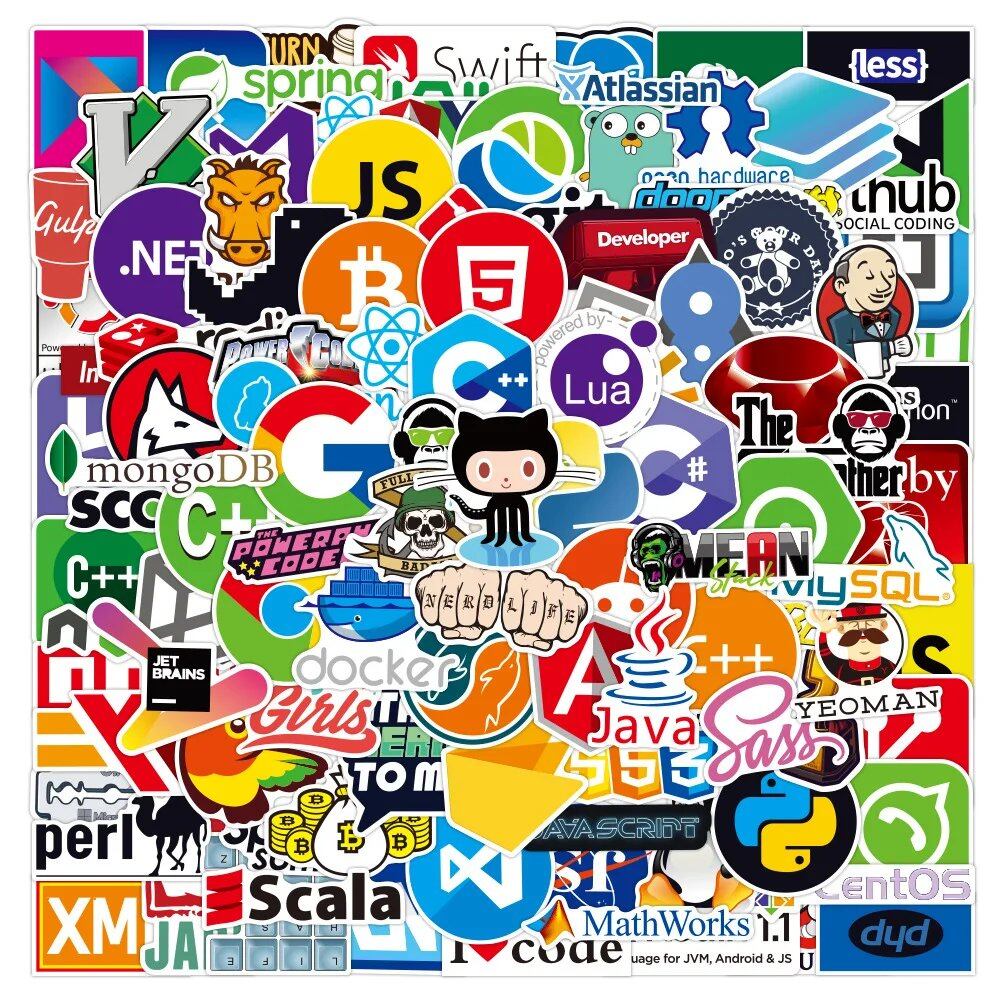 10/30/50/100 Sheets of Funny Geek Java Programming Stickers, Classic Toys, Waterproof Joke Stickers for Skateboards, Bikes, Laptops, and Suitcases, Color: Parallel Import