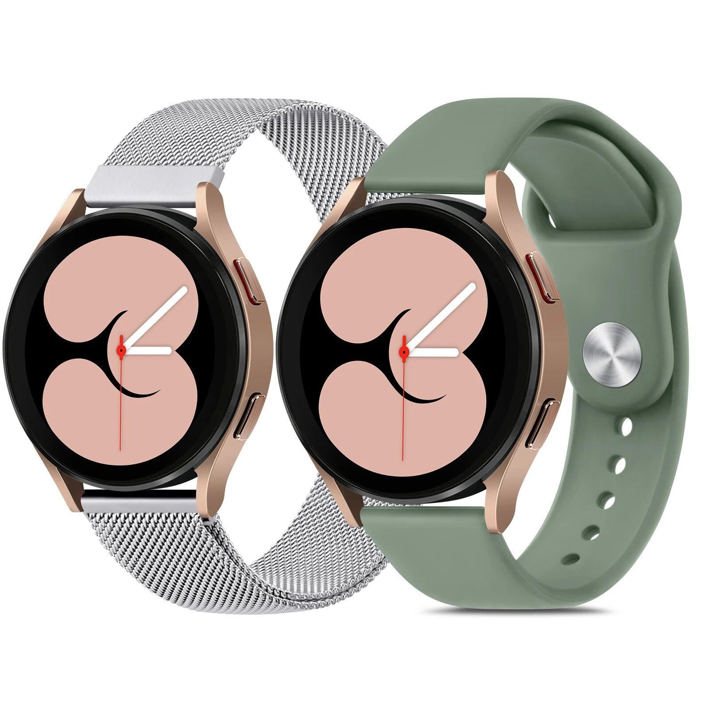 Set of 2 Samsung Galaxy Watch Straps for 3 (41mm), 5 (4), 6 (40mm), 44mm, and 5 Pro (45mm) - Compatible with Galaxy Watch 4, 6 Classic (43mm), and Active 2. Band Color: 2-Pack; Band Width: mm. Parallel Import.