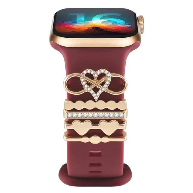 Diamond Jewelry-Embossed Band for Apple Watch Ultra 2, 9, 8, and 7, Compatible with Samsung and Huawei, 20/22mm Bracelet Strap, Band Color: ; Ships from: Parallel Import