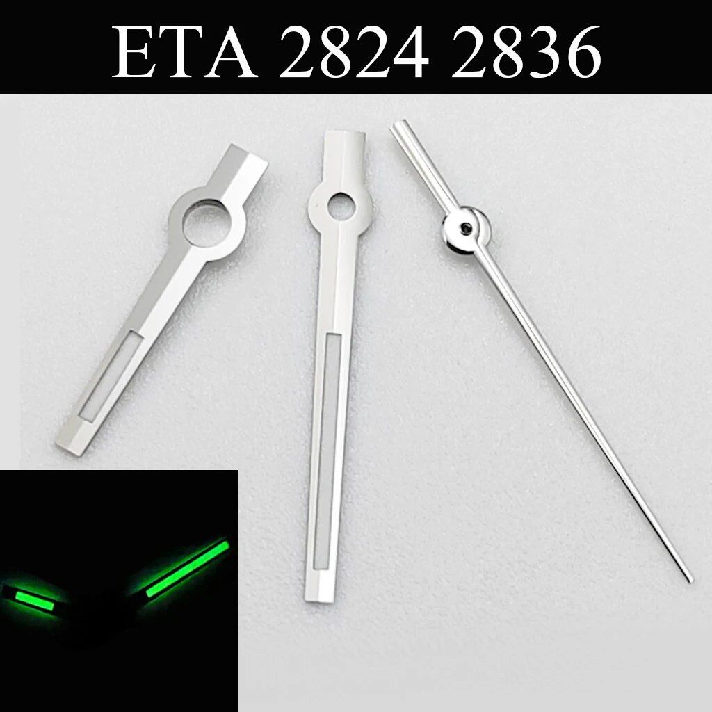 Green, Blue, Cyan Luminous Watch Hands for NH35, NH36, ETA 2824, 2836, Miyota 8215, 8205, 821A, DG2813, and 3804 Automatic Watches (Parallel Import)