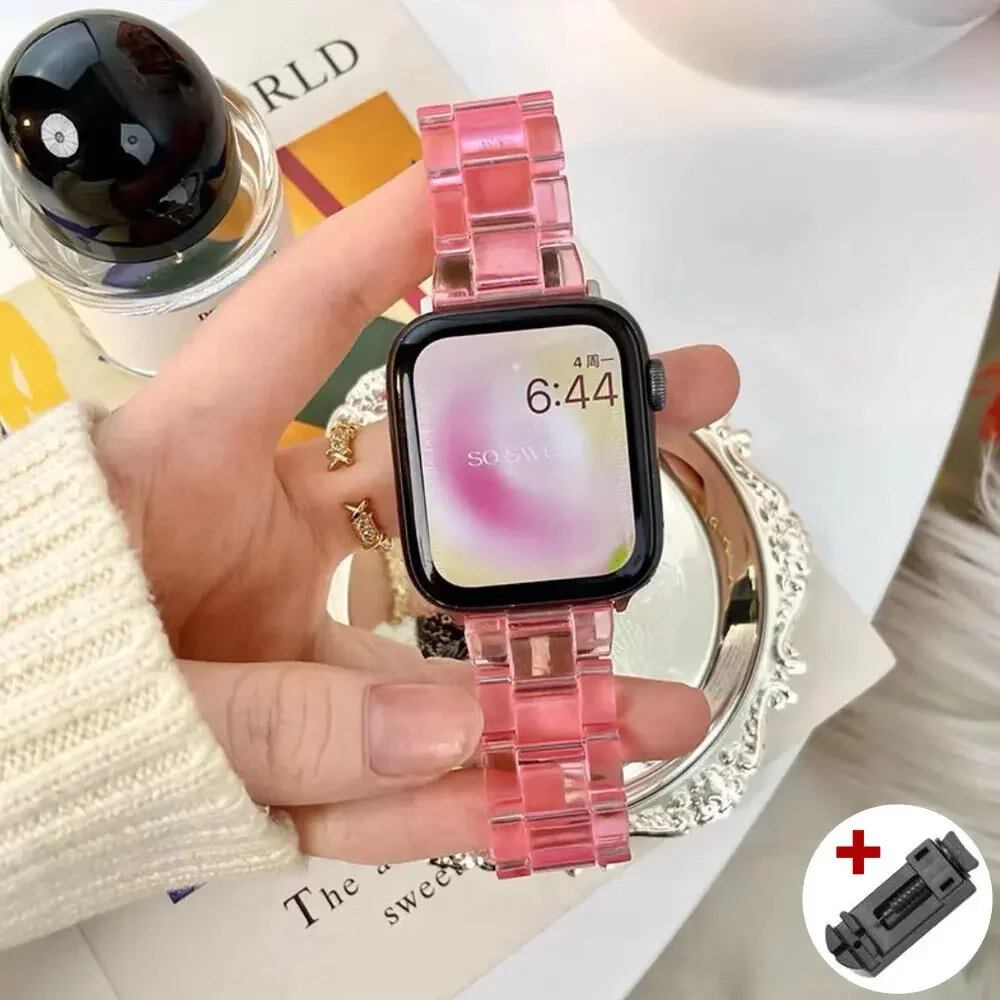 Rainbow Resin Transparent Band for Apple Watch Ultra 2 (49mm, 10, 46mm, 7, 8, 9, 41, 45mm, 38, 40, 42, 44mm) - iWatch SE, 6, 5 Strap. Band Color: ; Ships from: Parallel Import