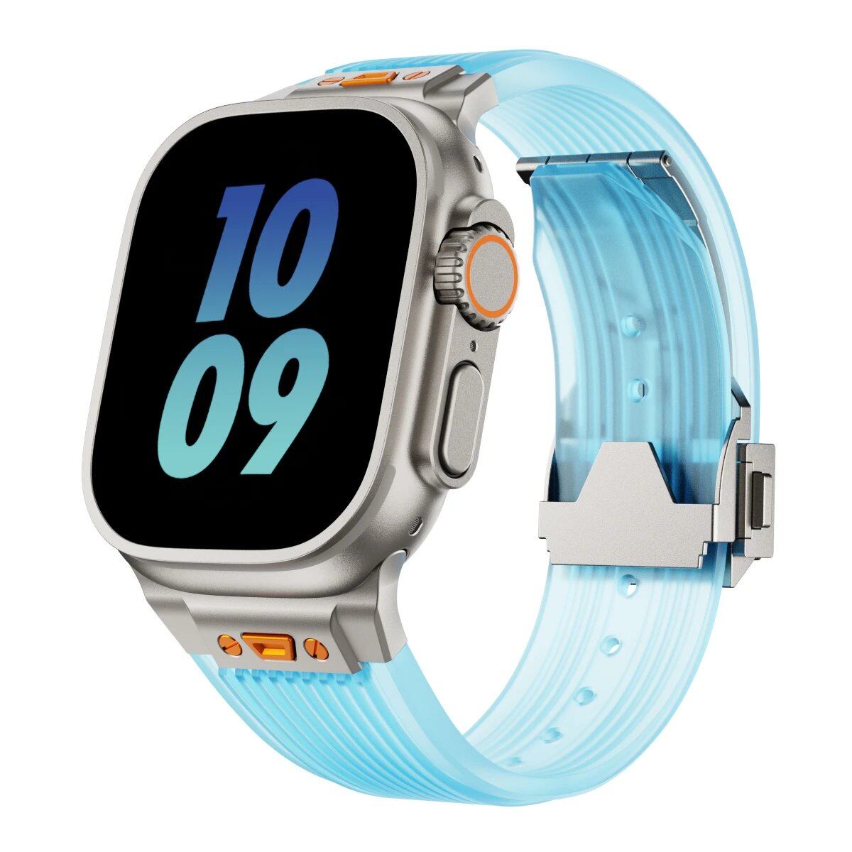 Silicone Sport Strap for Apple Watch Ultra 2/1 (49mm), Series 9/8/7 (45mm/44mm) - Rubber Band Bracelet for iWatch 6/5/4/3 and SE (44mm/42mm). Band Color: mm; Ships from: Parallel Import