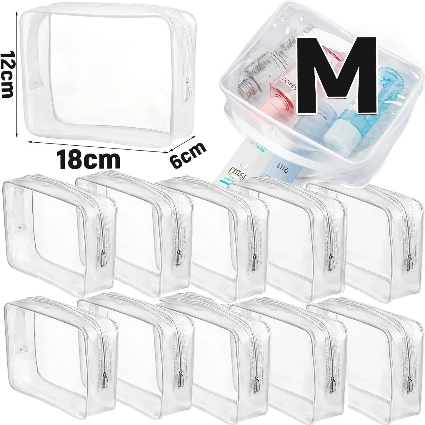 1/20 Clear PVC Storage Travel Organizer, Clear Makeup Bag, Beauty Case, Toiletry Bag, Bathroom Pouch, Size: Parallel Import