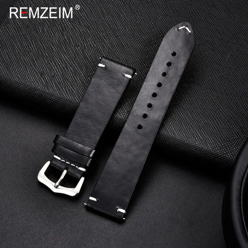 Handmade Genuine Leather Watch Band, 18mm, 20mm, 22mm, 24mm, Steel Buckle Strap for Watches, High-Quality Wrist Belt, Bracelet + Tools Included, Band Color: mm, Parallel Import