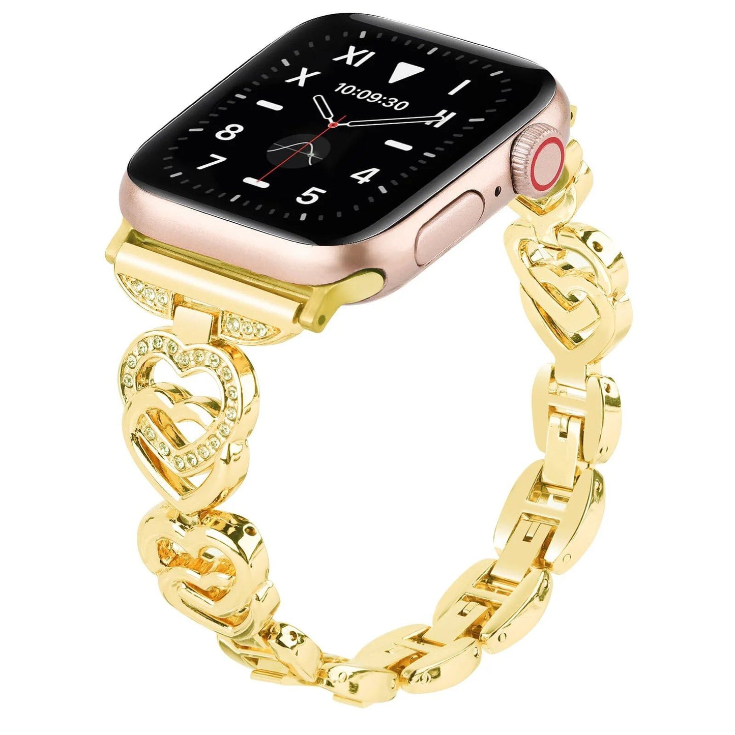 Diamond Heart Strap for Apple Watch, Metal Bracelet, 40mm, 44mm, 38mm, 45mm, 41mm, 49mm, 42mm, Compatible with iWatch Series SE, 7, 6, 3, 5, Ultra, 2, 8, and 9, Band Color: mm, Parallel Import