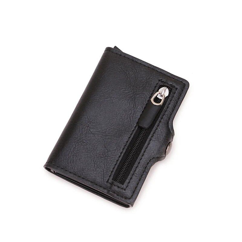 カーボンファイバー RFIDブロッキング メンズ 革製 金属 ビジネス用 クレジットカードホルダー 財布 並行輸入品