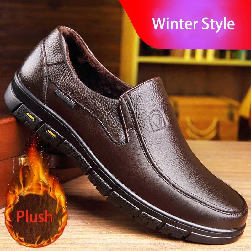 Genuine Leather Men's Casual Shoes, Flat Sole, Walking Shoes, Outdoor Loafers, Breathable Sneakers, Handmade, Parallel Import