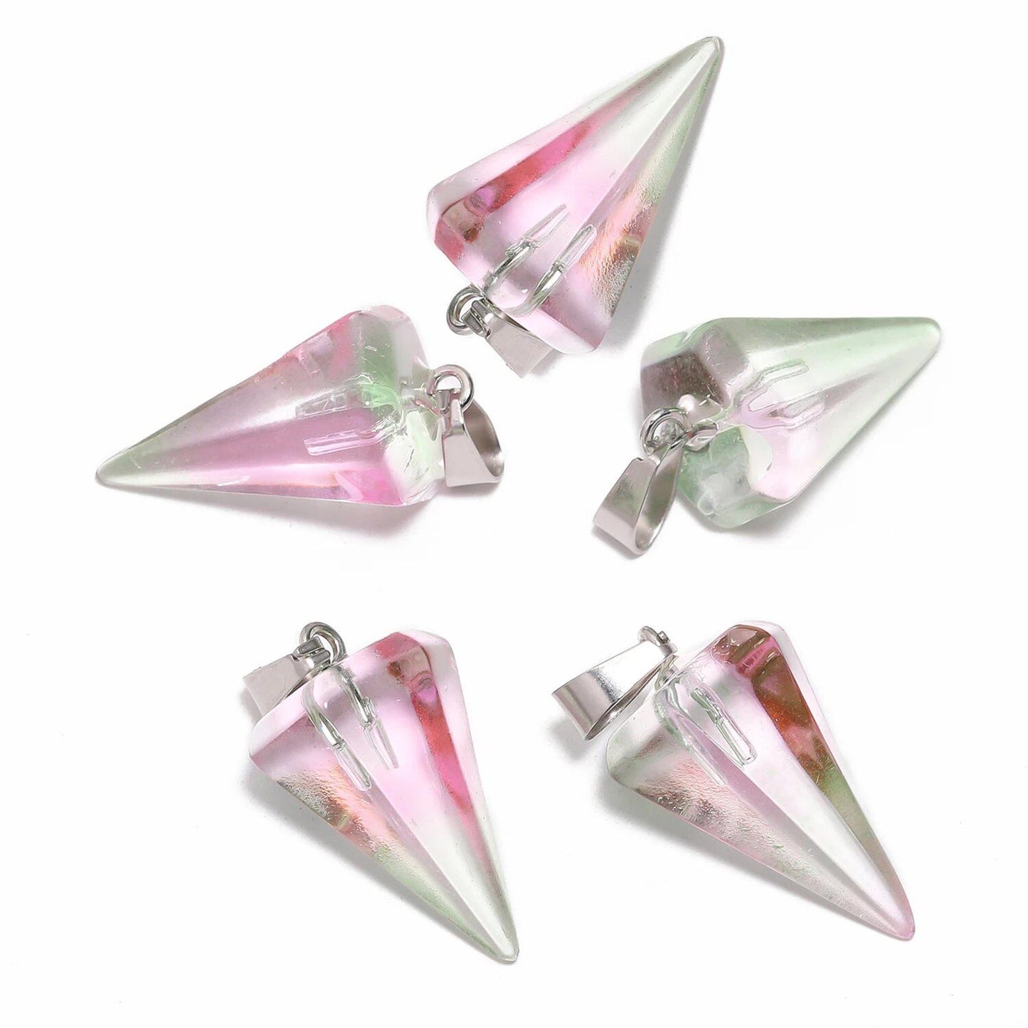 34x14mm 5個入り 六角形円錐形 ランプワークペンダント ガラスビーズ チャクラ瞑想 ヒーリング 催眠振り子 ジュエリーアクセサリー ;商品サイズ:直径約34×14mm 15個入り 並行輸入品