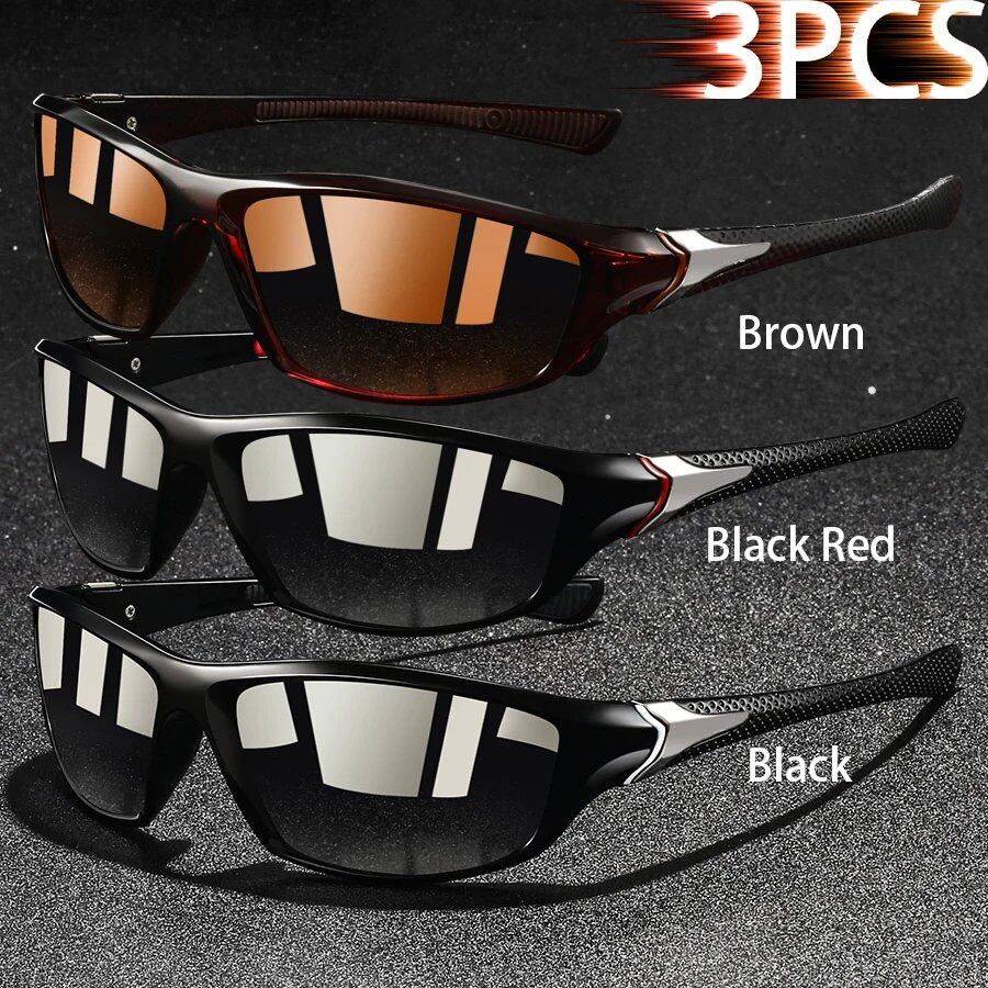 Set of 1, 2, or 3 Retro Sports Sunglasses for Men and Women, Ideal for Fishing, Running, Cycling, Climbing, and Outdoor Sports, UV400 Protection, Anti-Glare Lens Color: Parallel Import