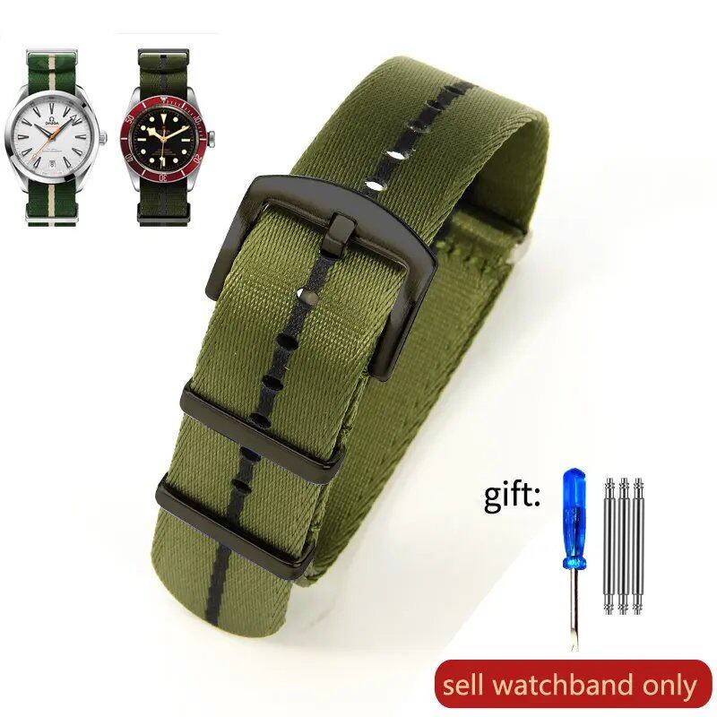 Breathable Soft Nylon Men's Watch Band for Omega 300 Ghost Party 007, Longines Conquest, Seiko, and Casio, 20mm and 22mm, Size 2, Parallel Import
