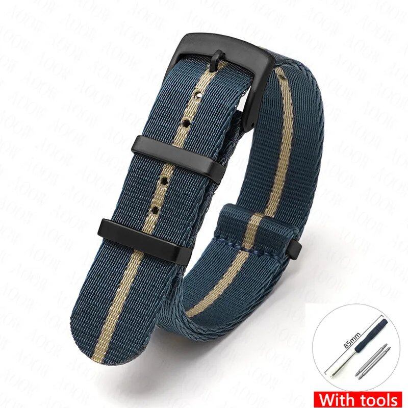 Nylon Strap for Omega Moonwatch, Speedmaster, and Seamaster 300 - Seiko 18mm, 20mm, 22mm, and 24mm Men's Sports Canvas Watch Bracelet, Band Color: mm, Parallel Import