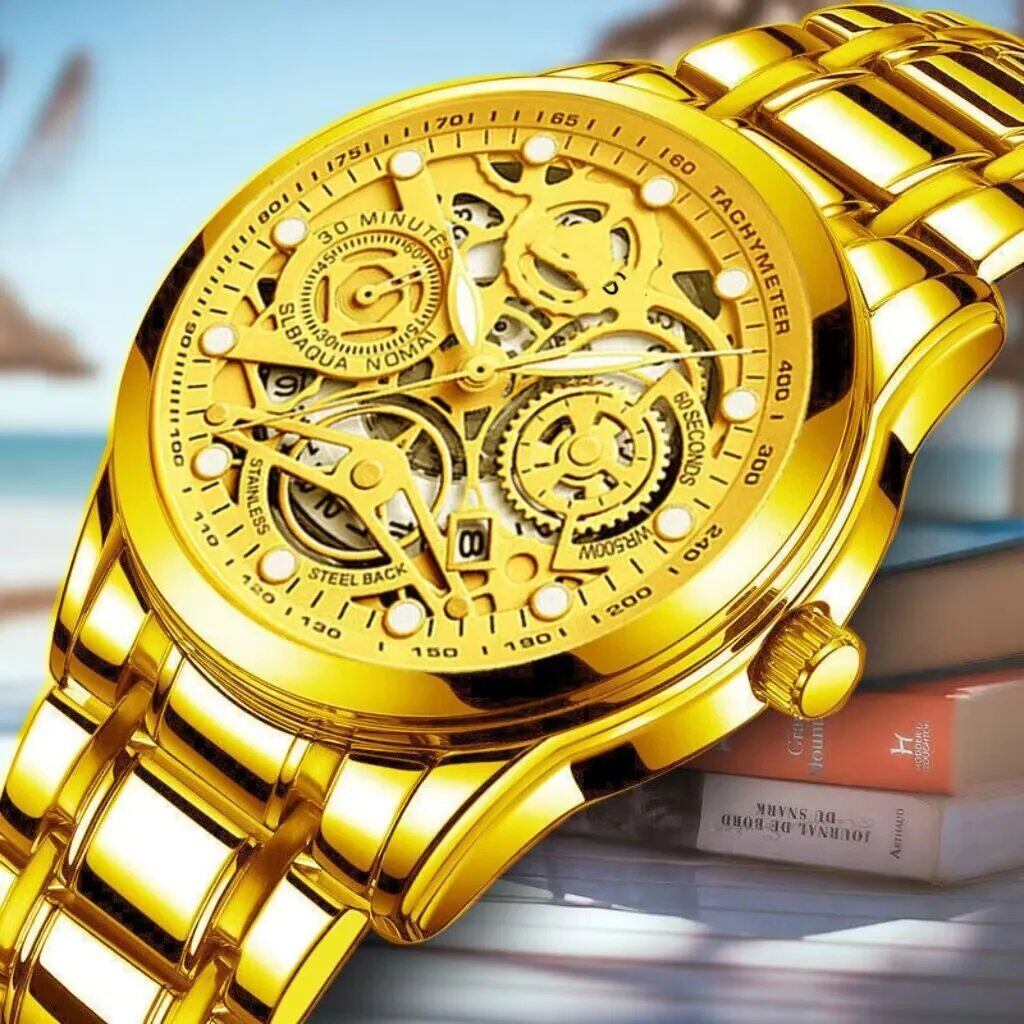 Luxury Men's Business Sports Watch, Quartz Movement, Stainless Steel Band, Waterproof, Color: Parallel Import