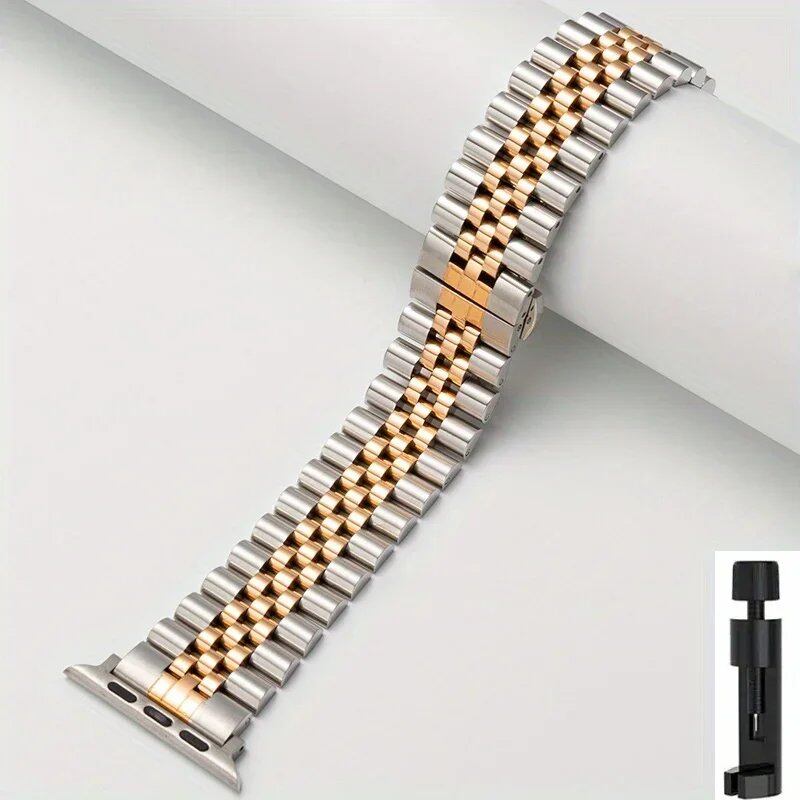 Stainless steel metal watch band for Apple Watch Series 9/8/7/6/5/4/3/SE, iWatch Ultra 2, 49mm, 45mm, 44mm, 42mm, 41mm, 40mm, 38mm. Band Color: mm. Parallel import.