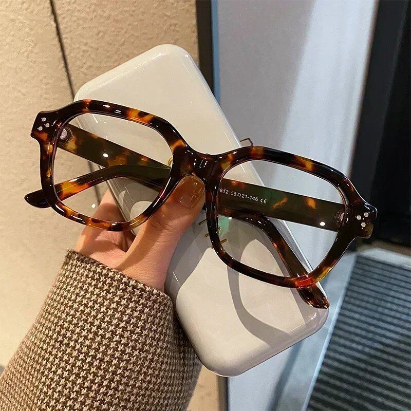 1/2 Retro Oversized Blue Light Blocking Computer Glasses Frames for Men and Women, Stylish Classic Eyewear, Ouclos Frame Color: Parallel Import