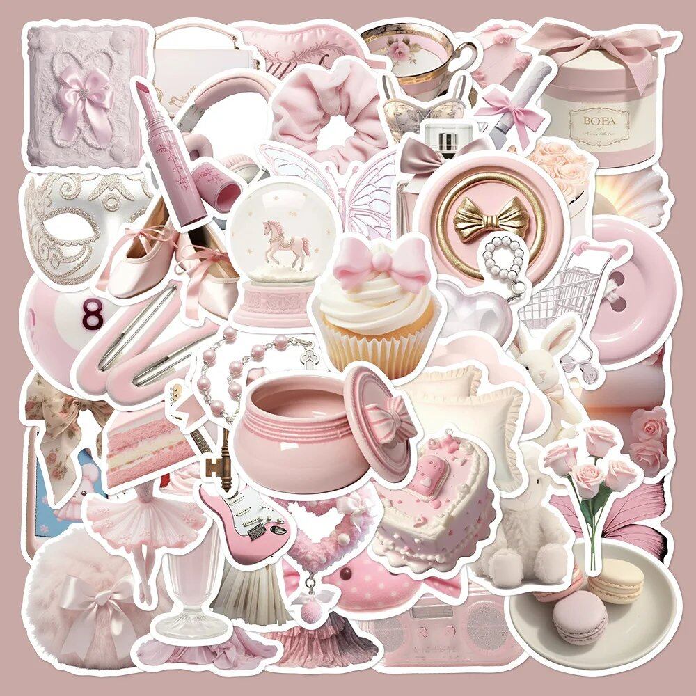 10/30/50 Sheets Cute Pink Ballerina Girl Stickers, Instagram-Style Decals, DIY Decoration for Laptops, Notebooks, Suitcases, Toys, and Gifts. Color: Parallel Import