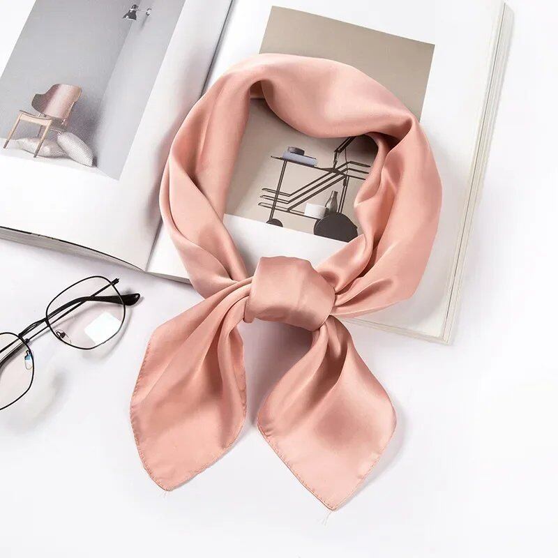 Women's 70cm Solid Shiny Satin Scarf, Square Headscarf, Stylish Neck Accessory, Bag Scarf, Wholesale Parallel Import