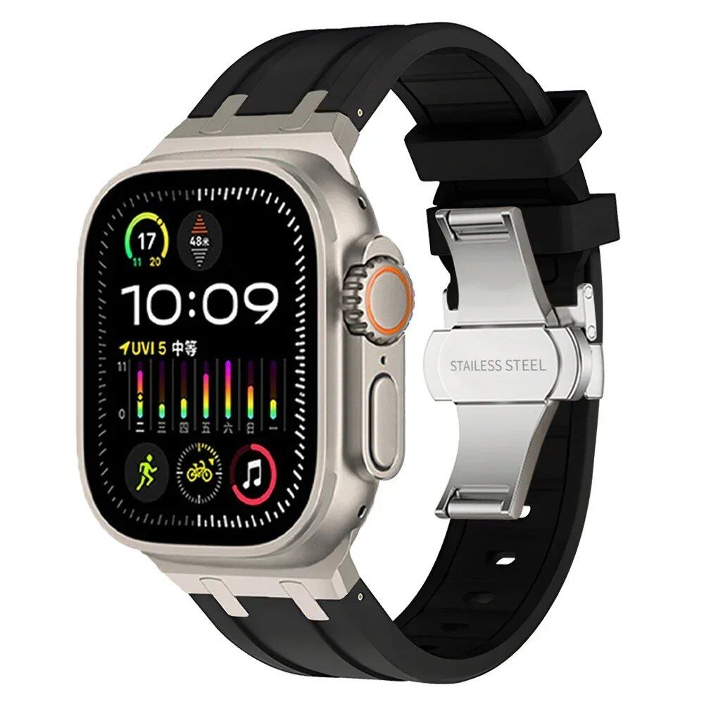 Soft Silicone Strap for Apple Watch Ultra 2/1, Series 10/9/8/7 (49mm/46mm/45mm) - Compatible with iWatch 6/5/4/SE (44mm) - Men's Rubber Band. Band Colors: 46mm, 44mm, 45mm, 49mm. Parallel Import.