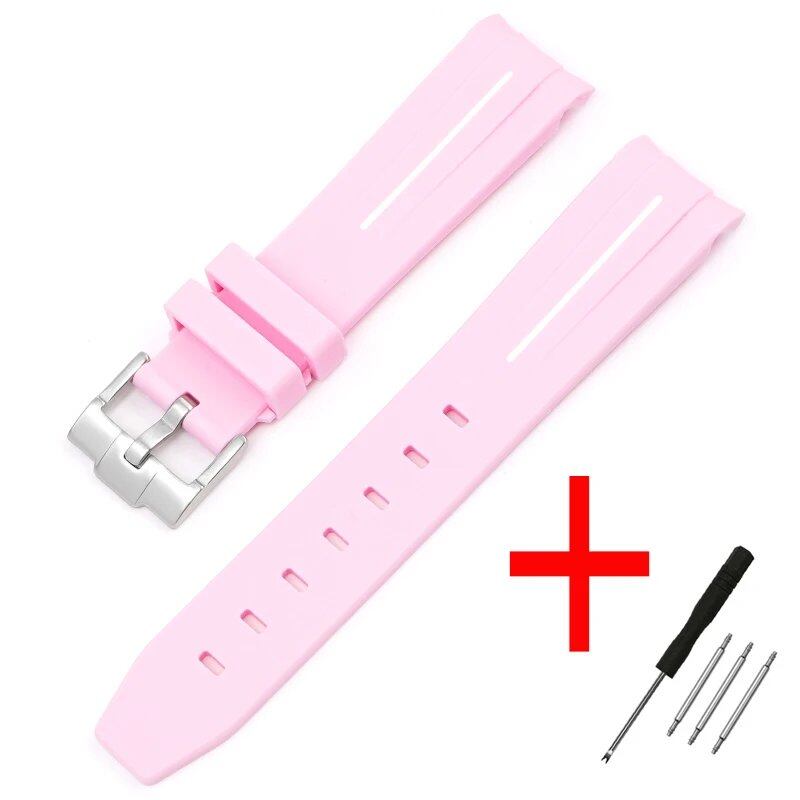 New 20mm Bent End Rubber Watch Strap for Omega Moonwatch, Joint Constellation, Men's Waterproof Sports Watch Band, Band Color: 20mm; Band Width: 20mm, Parallel Import