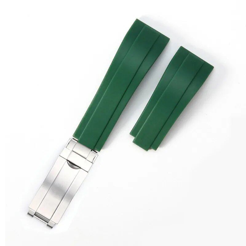 20mm Curved Soft Silicone Watch Band for Rolex Oysterflex - Men's and Women's Sport Bracelet with Folding Buckle, Band Color: 20mm; Band Width: 20mm - No Logo, Parallel Import