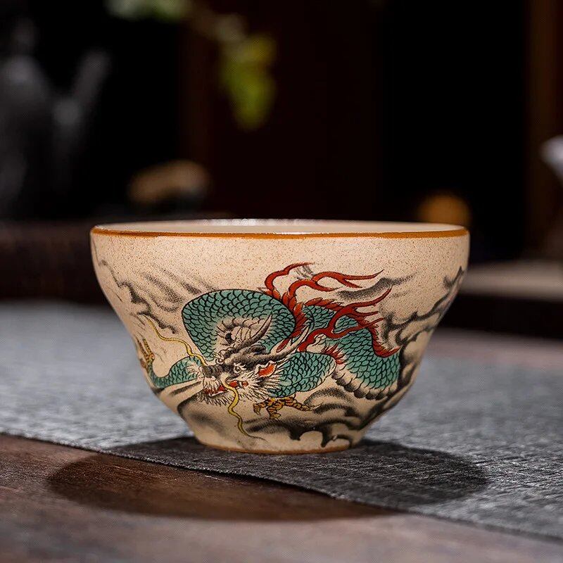 12-Style Zodiac Ceramic Teacup Set, Animal Bowls for Tea Ceremony, Tiger Teacups, and Kung Fu Tea Cups; 130ml Capacity, Imported