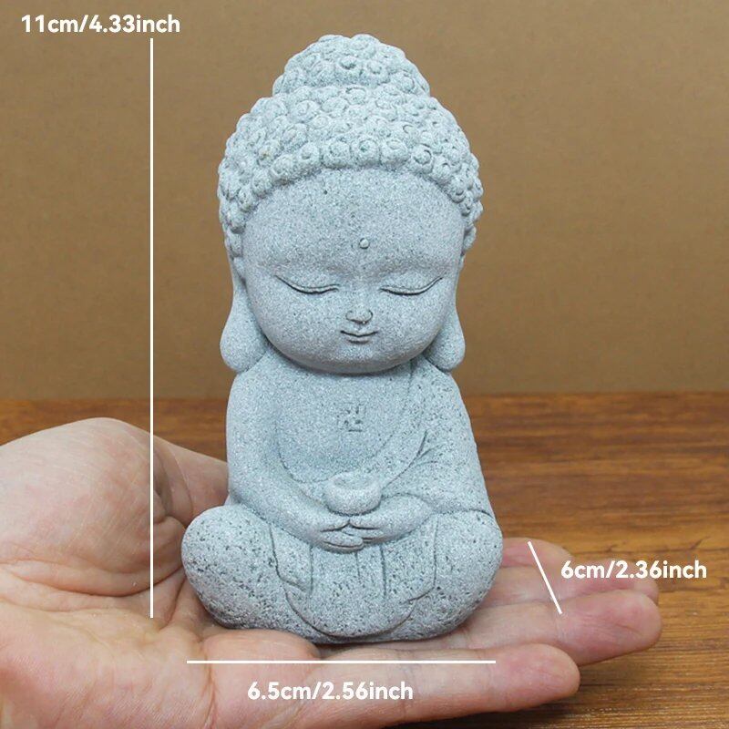 石仏像 小さな僧侶 チベット仏教フィギュア 禅ガーデン ヨガオーナメント 瞑想 ホームアクアリウム装飾 並行輸入品