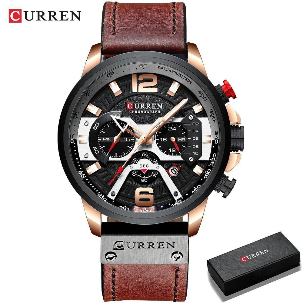Men's Top Brand Luxury Military Sports Leather Quartz Watch, Karlen 8329, Parallel Import