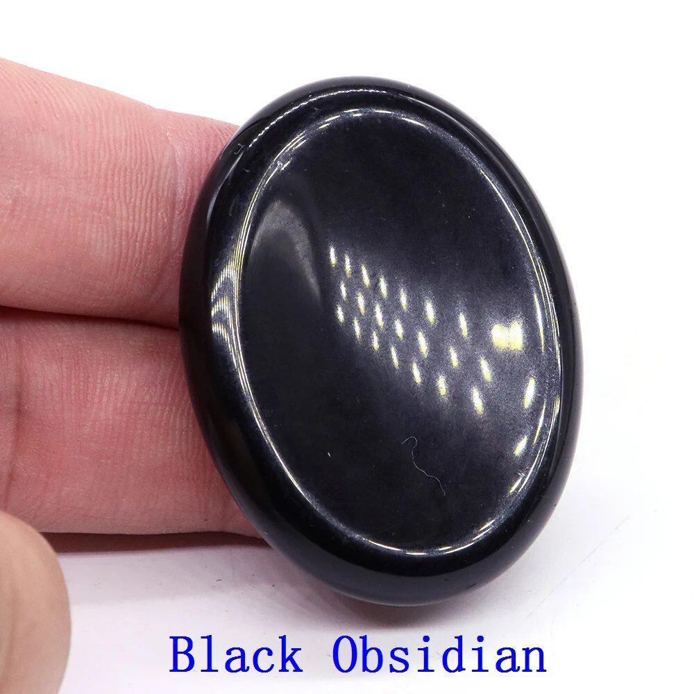 35x45mm Thumb Worry Stone (Stress Relief Stone for Thumb) Oval Massage Quartz Healing Crystal Chakra Energy Therapy Meditation Spiritual Natural Gemstone Decoration Size: Parallel Import