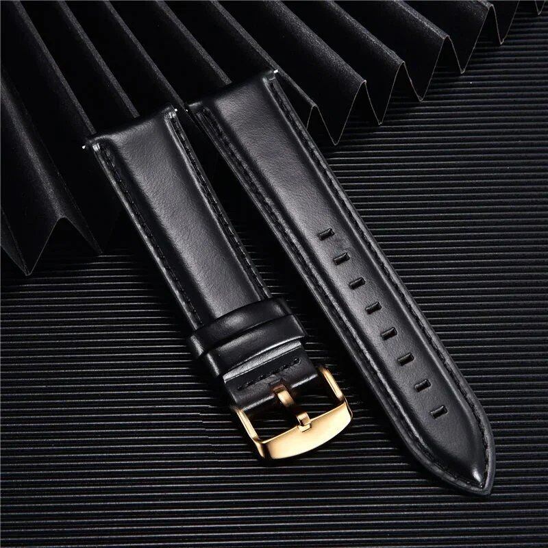 Quick Release Leather Watch Band, 18mm, 20mm, 22mm, Business Watch Strap, Black, Brown, Soft Bracelet, Watch Accessories, Band Color: mm, Parallel Import
