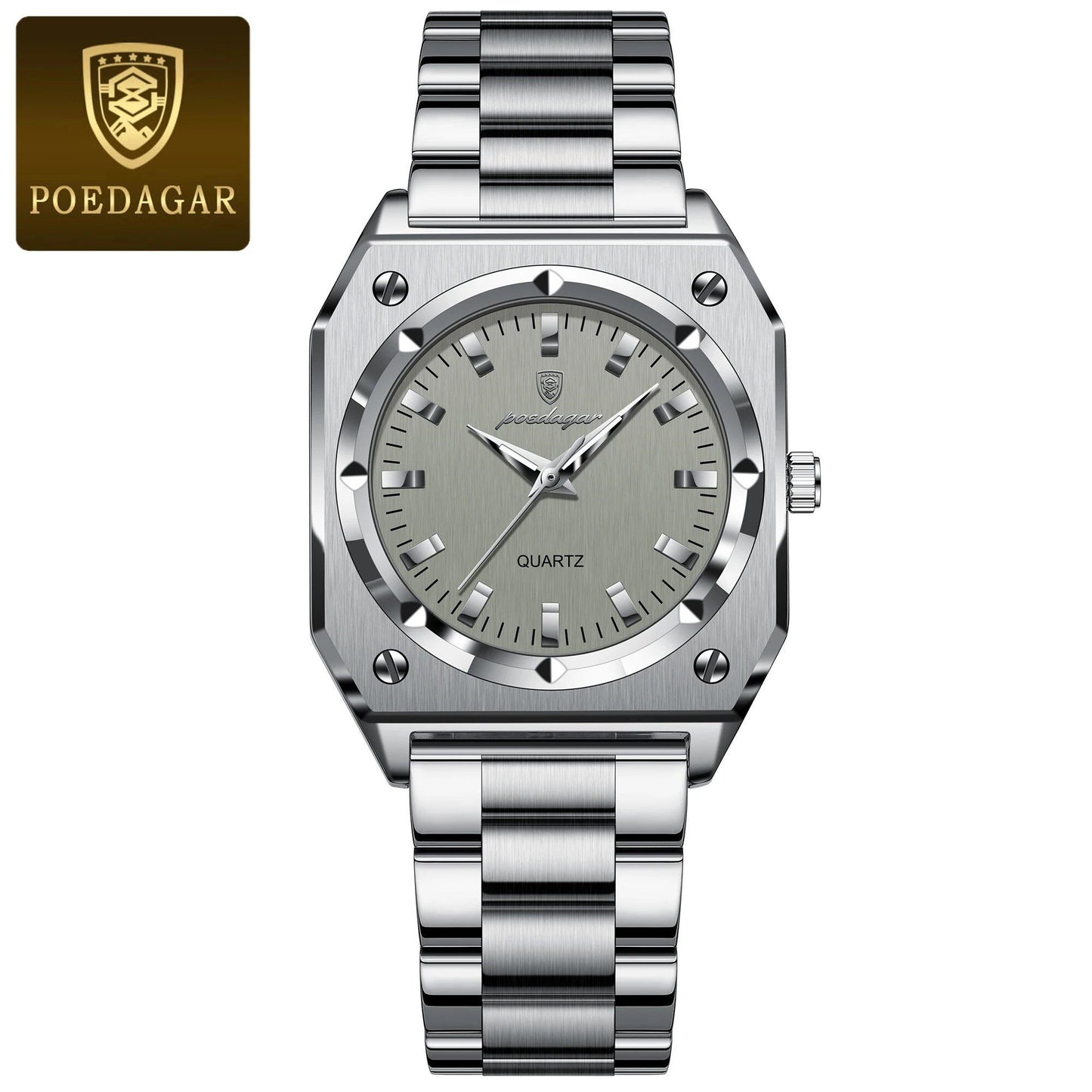 POEDAGAR Luxury Elegant Square Women's Watch, Waterproof, Luminous, Stainless Steel Quartz Movement, Gift Box Included, Color: 788, Parallel Import