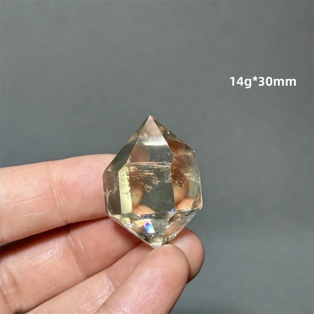Natural Clear Citrine Double Tip Energy Bar, Reiki Healing Crystal Point, Garden Home Decor, Meditation, Spiritual Color, Parallel Import