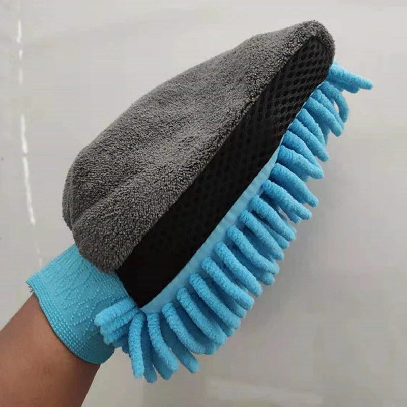 1/5-Count Car Washing Gloves, Waterproof Microfiber Chenille Gloves, Car Cleaning Mitt with Detailing Brush, Auto Care, Double-Sided Gloves, Size: Parallel Import