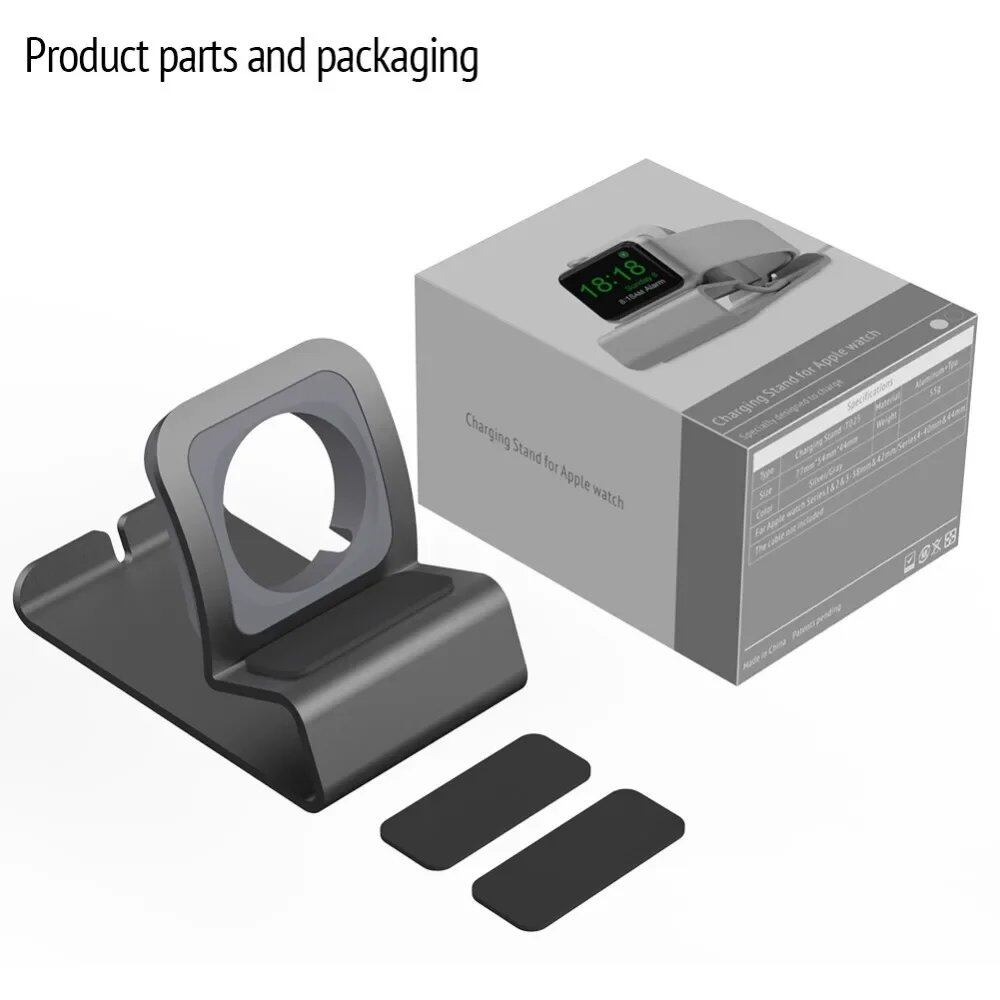 Aluminum Charging Stand for Apple Watch - Compatible with iWatch Ultra/SE/8/7/6/5/4/3/2/1, Dock Station with Silicone Bracket, Color: Parallel Import