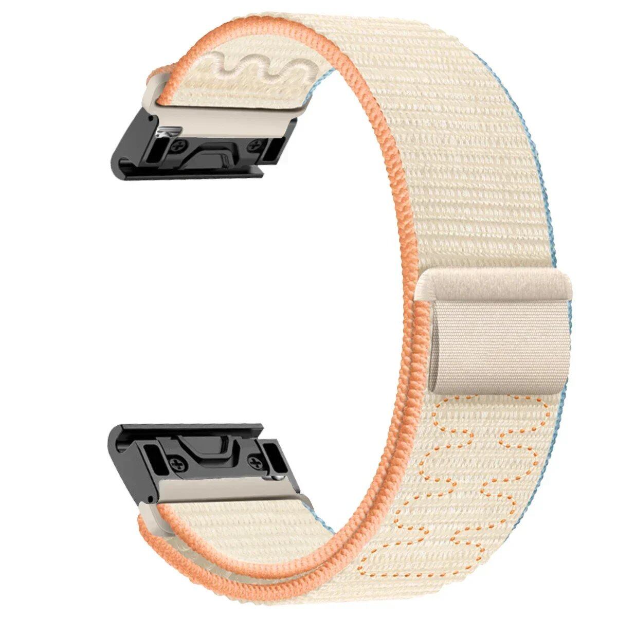 Compatible with Garmin Fenix 7X, 7 Pro, 6X, 6, 5X, 5Plus, Tactics 7, Forerunner 965, 955, and Enduro 2. 22mm/26mm nylon loop band with quick-fit strap. Band color: mm. Ships from: Parallel import.
