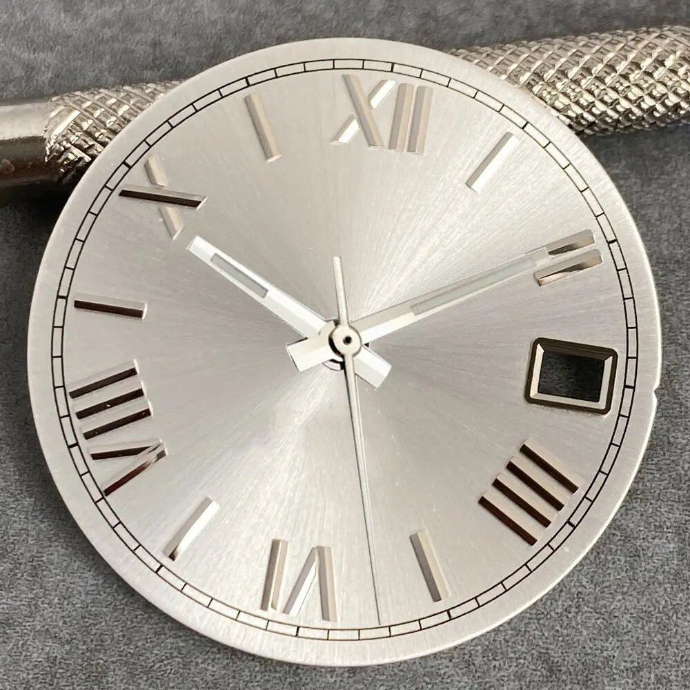 MATELION 29mm Steel Roman Numeral Sunburst Dial with Black, Blue, Gold, or Silver Dial, Compatible with NH35 and NH36 Automatic Diver Men's Watches, Parallel Import