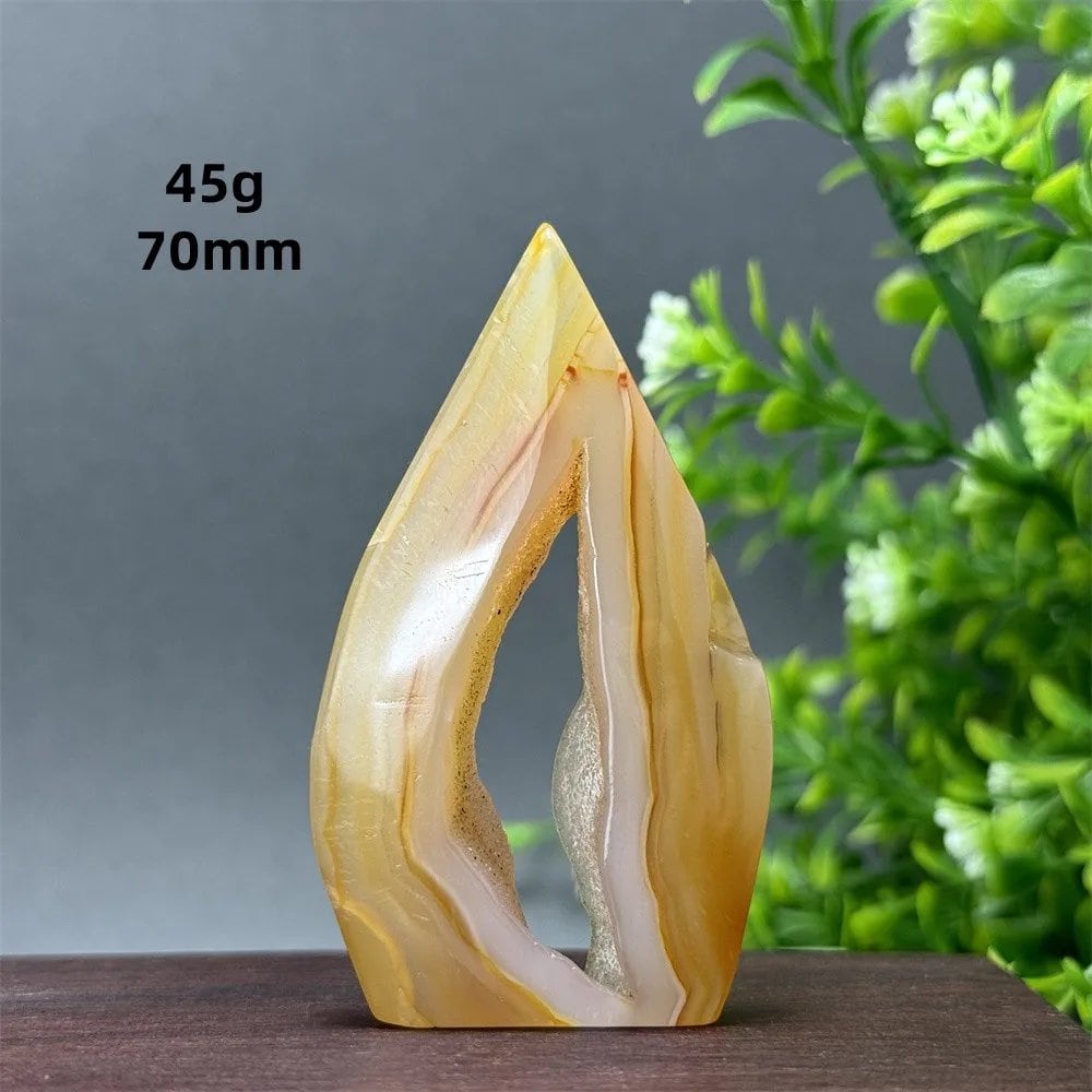 Natural Yellow Agate Geode, Freeform Torch, Mineral Energy, Home Furnishings, Meditation, Aura, Prayer, Altar, Gift, Parallel Import