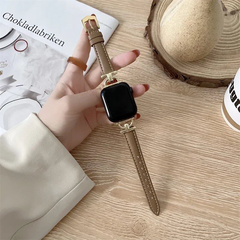 Genuine Apple Watch Leather Strap, Compatible with iWatch Series 8/7/6/SE/5/4/3, 44mm, 41mm, 45mm, 38-42-40mm, Ultra, and 49mm Bands. Parallel Import.