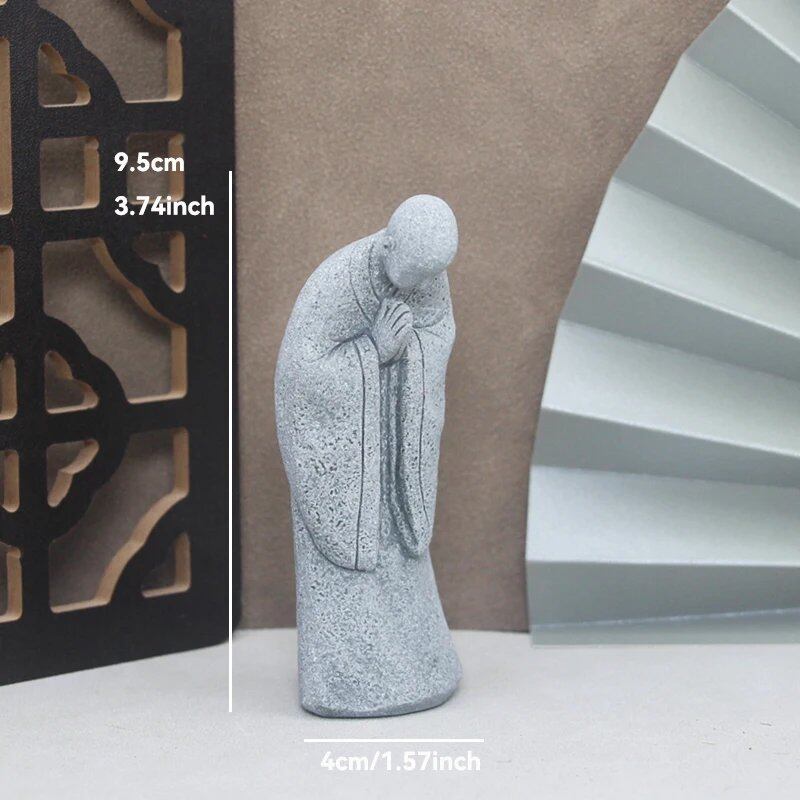 仏像ストーン彫刻 小さな僧侶 チベット仏教フィギュア 禅ガーデンオーナメント 瞑想 ホームアクアリウム装飾 並行輸入品