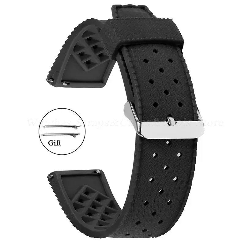Premium-grade Tropic Silicone Watch Strap, 20mm, 22mm, Seiko, Oris, Omega, Quick Release, Diving, Waterproof, Rubber Bracelet, Band Color: mm, Parallel Import