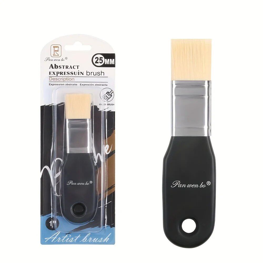 1/3" Board Brush, Nylon Paintbrush, Wooden Paint Brush for Gouache, Watercolor, Oil, Acrylic, Wall Painting, Art Supplies, Parallel Import
