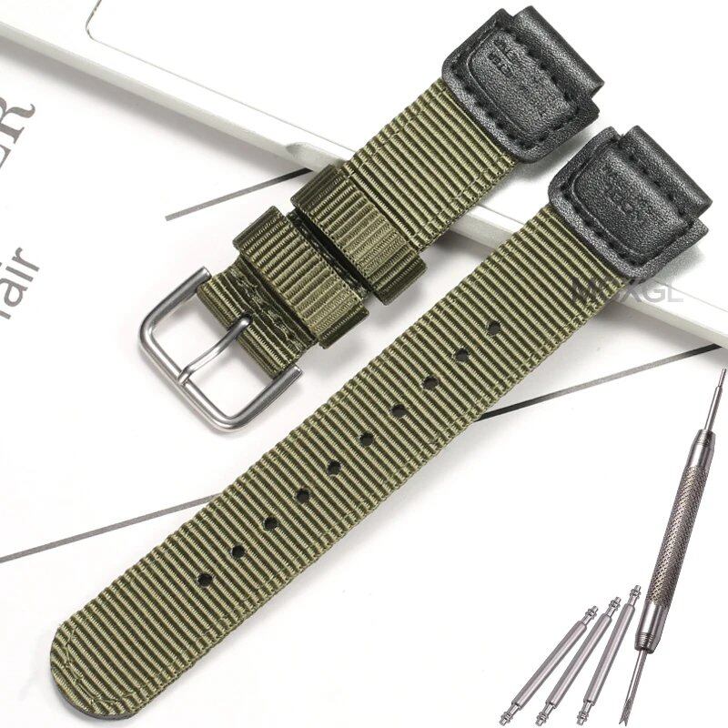 18mm Nylon Watch Strap for Casio W800H Men's Canvas Sport Bracelet in Black and Green. Compatible with SGW300, F91W, F105/108/A158/168, AE1200WH, and AE1300. Band Color: Black. Band Width: 18mm. Ships from: Parallel Import.