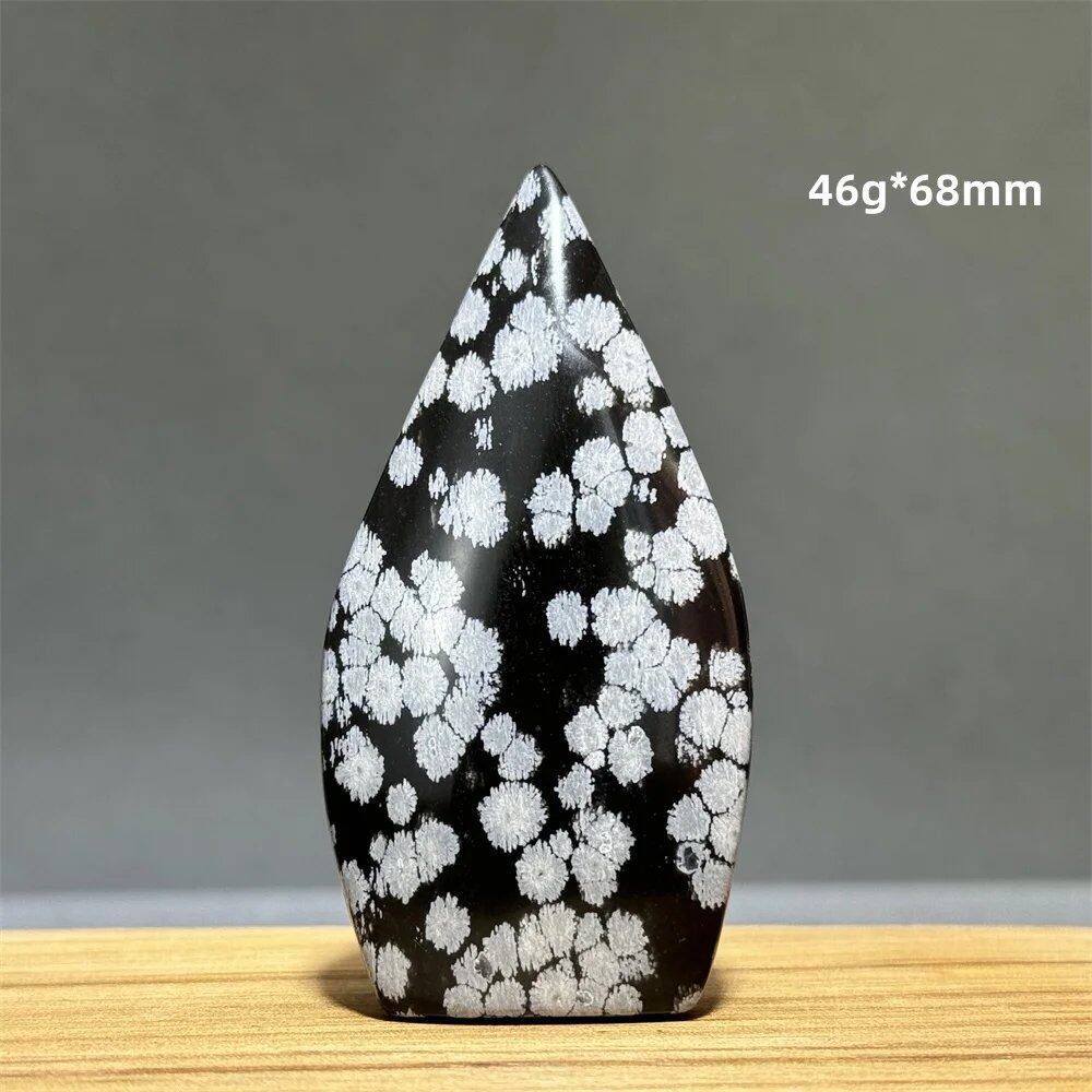 Snowflake Obsidian Freeform Ornament with Natural Quartz, Reiki, Meditation, Healing, Witchcraft, Energy Decoration, Home Gift, Color: Parallel Import