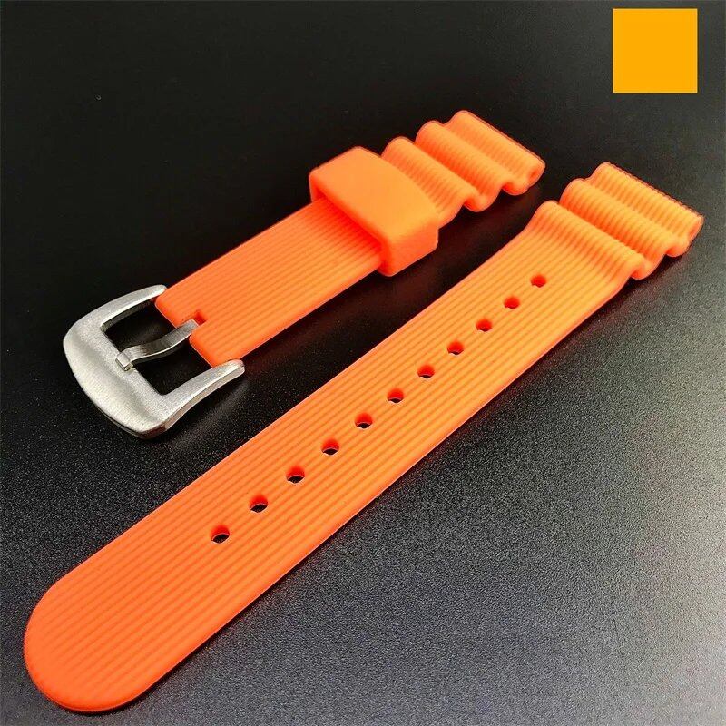 22mm Rubber Sports Men's Watch Strap for Seiko 5 PROSPEX Water Ghost Can-Shaped Red Tooth Diving 007 Abalone Silicone Watch Band. Band Color: 22mm; Band Width: Parallel Import.