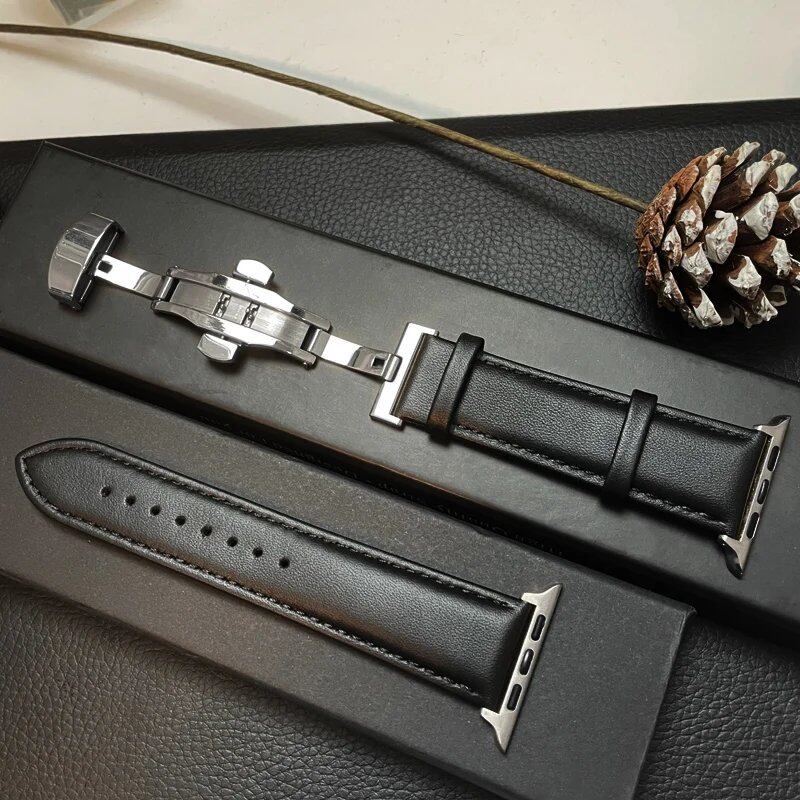 Genuine Leather Apple Watch Band, Compatible with iWatch Series 3/5/SE/6/7/8/9/Ultra 2/10, 45mm, 41mm, 44mm, 40mm, 46mm, and 49mm. Band Color: mm. Ships from: Parallel Import.