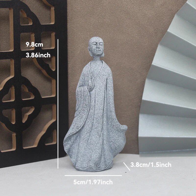 仏像ストーン彫刻 小さな僧侶 チベット仏教フィギュア 禅ガーデンオーナメント 瞑想 ホームアクアリウム装飾 並行輸入品