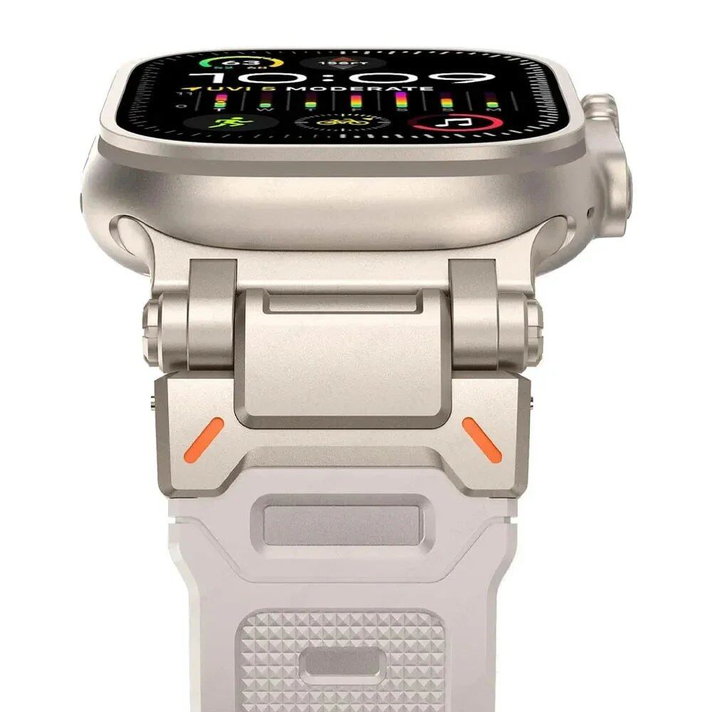 TPU Sport Strap for Apple Watch - Compatible with 10 (46mm), 9 (45mm), and Ultra 2 (49mm). Titanium-colored silicone band for iWatch 8/7/SE/6/5/4 (44mm/42mm). Band Color: mm; Ships from: Parallel Import.