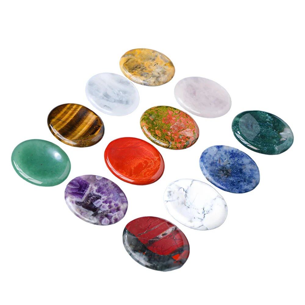 35x45mm Thumb Worry Stone (Stress Relief Stone for Thumb) Oval Massage Quartz Healing Crystal Chakra Energy Therapy Meditation Spiritual Natural Gemstone Decoration Size: Parallel Import